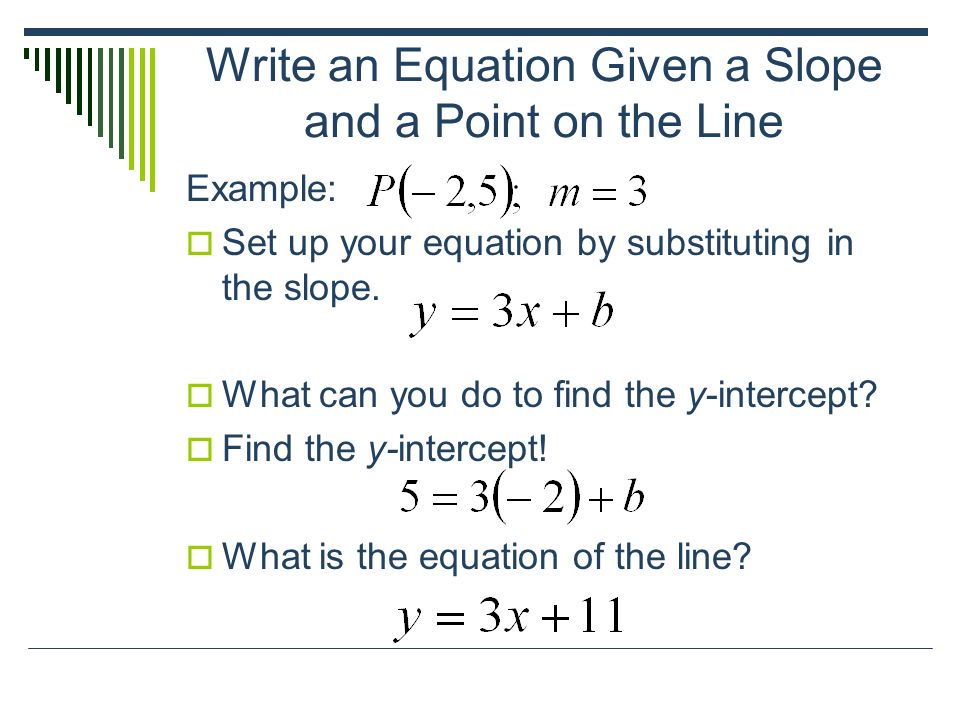 Find the Equation of a Line Given That You Know a Point on the Line And Its Slope